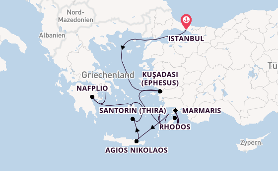 Östliches Mittelmeer ab Istanbul, Türkei auf der EUROPA 2