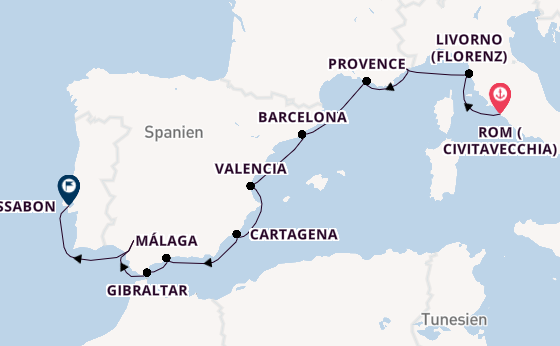 Westliches Mittelmeer ab Civitavecchia (Rom), Italien auf der Azamara Journey
