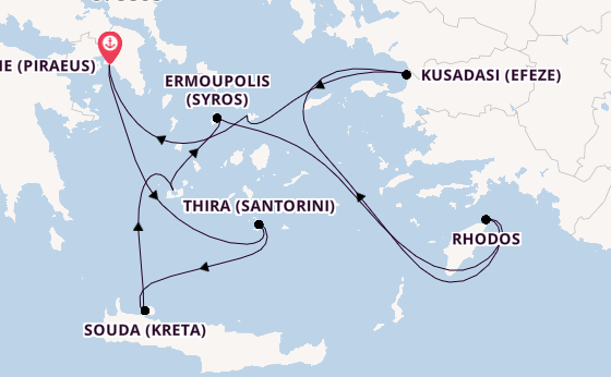 Oostelijke Middellandse Zee vanaf Athene (Piraeus), Griekenland met de Silver Nova