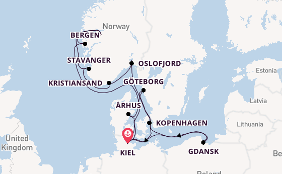 Noorwegen vanaf Kiel, Duitsland met AIDAprima