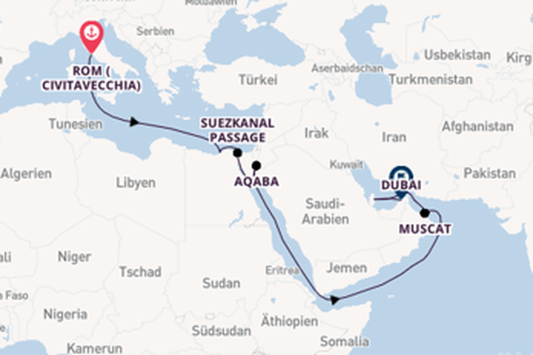 Naher Osten ab Rom (Civitavecchia), Italien auf der MSC Euribia