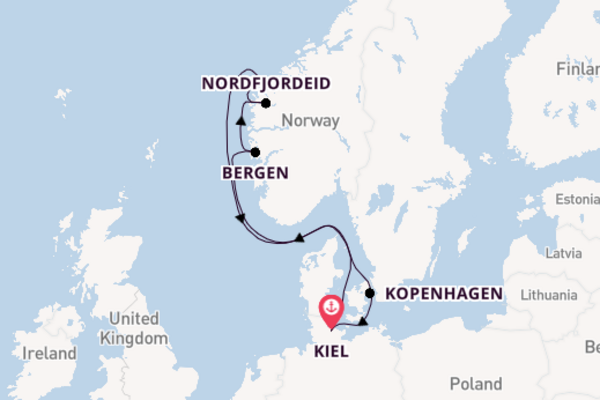 Noorwegen vanaf Kiel, Duitsland met AIDAnova