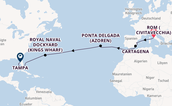 Transatlantik ab Civitavecchia (Rom), Italien auf der Brilliance of the Seas