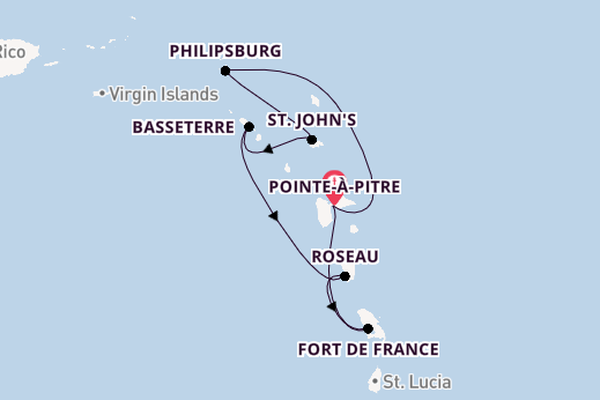 Südliche Karibik ab Pointe-à-Pitre, Guadeloupe auf der MSC World Europa