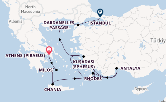 Eastern Mediterranean from Athens (Piraeus), Greece with the Seven Seas Explorer