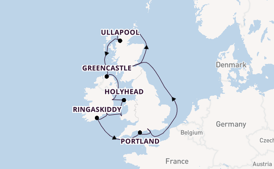 Britse Eilanden vanaf Southampton (Londen), Engeland met de Marina