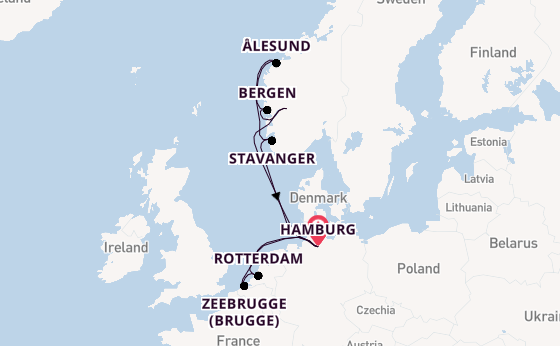 Noorwegen vanaf Hamburg, Duitsland met AIDAperla