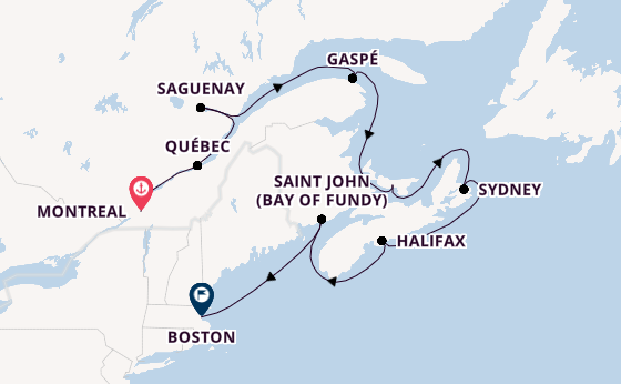 Nieuw-Engeland vanaf Montreal, Canada met de Seven Seas Grandeur