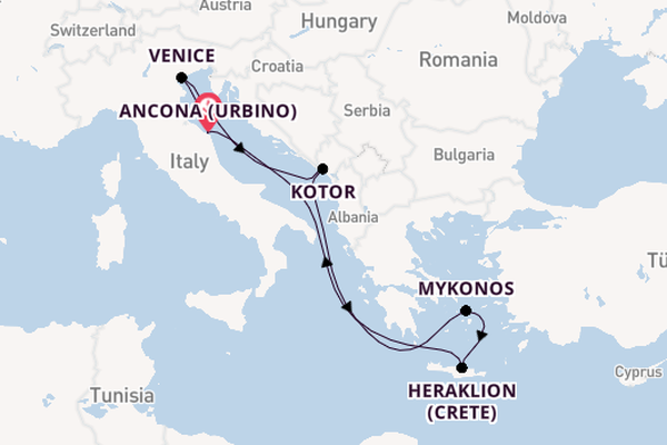 Mediterranean Sea from Ancona (Urbino), Italy with the MSC Lirica