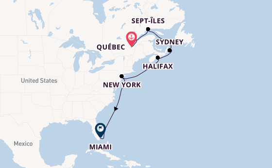 Amerikaanse Oostkust vanaf Québec, Canada met de EXPLORA III