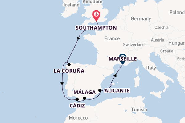 Western Mediterranean from Southampton, England with the MSC Virtuosa