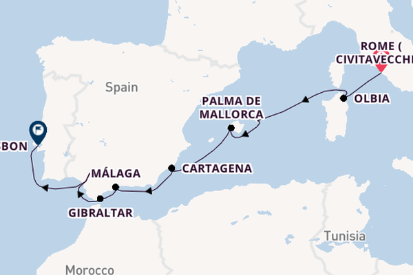 Western Mediterranean from Rome (Civitavecchia), Italy with the Azamara Quest