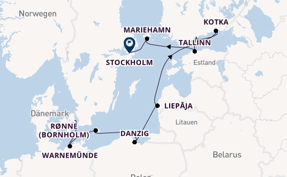 Ostsee ab Kopenhagen, Dänemark auf der Azamara Quest