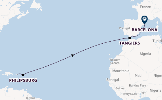 Western Mediterranean from San Juan, Puerto Rico with the Celebrity Constellation