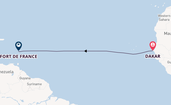 Zuidelijke Caraïben vanaf Dakar, Senegal met de Le Laperouse