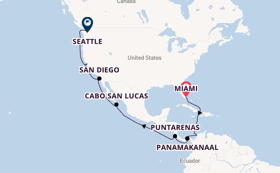 Amerikaanse Westkust vanaf Miami, Verenigde Staten met de MSC Poesia