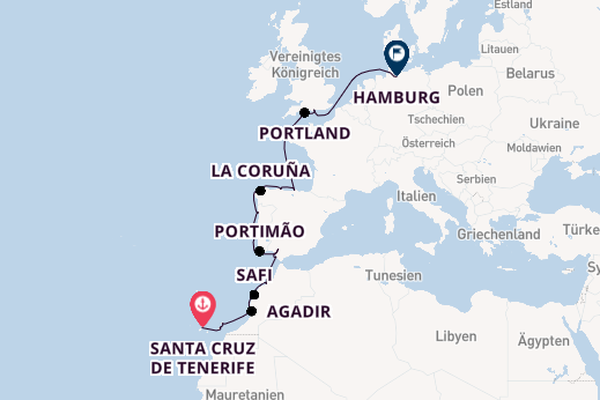 Kanarische Inseln ab Santa Cruz de Tenerife, Spanien auf der MS Hamburg