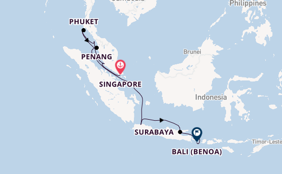 Southeast Asia from Singapore, Singapore with the Seven Seas Splendor