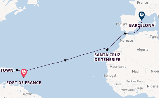 Caribbean from Fort de France, Martinique with the MSC World Europa