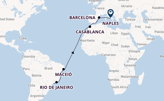 Transatlantic from Santos, Brazil with the MSC Divina