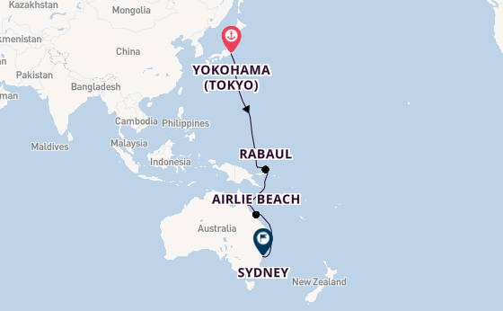 Australia from Yokohama (Tokyo), Japan with the Queen Elizabeth