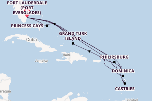 Caribbean from Fort Lauderdale (Port Everglades), Florida, USA with the Caribbean Princess