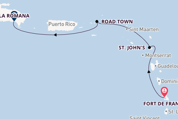 Karibik ab Fort de France, Martinique auf der MSC Opera