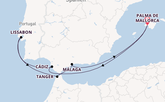 Westliches Mittelmeer ab Palma de Mallorca, Spanien auf der Mein Schiff Flow