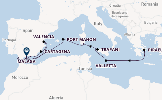 Mediterranean from Piraeus (Athens), Greece with the Balmoral