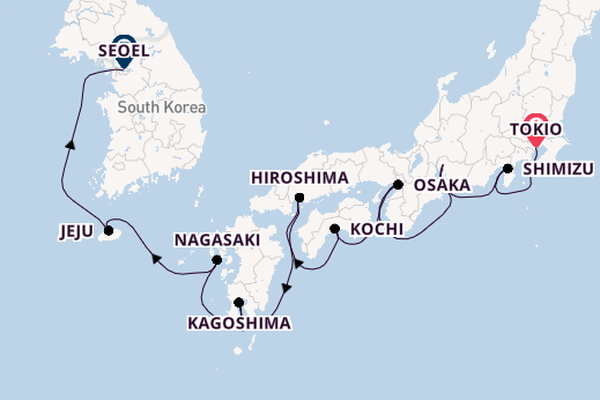 Japan vanaf Tokio, Japan met de Norwegian Jade
