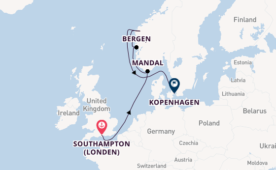 Noorwegen vanaf Southampton (Londen), Engeland met de EXPLORA IV