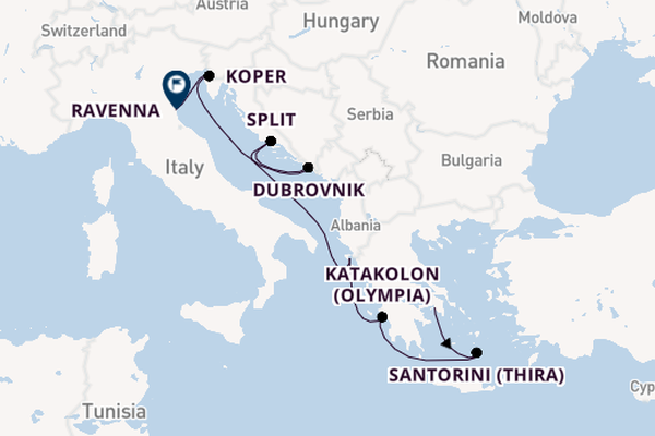 Eastern Mediterranean from Piraeus (Athens), Greece with the Norwegian Pearl