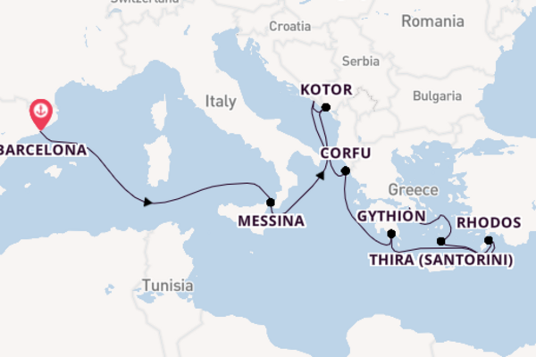 Oostelijke Middellandse Zee vanaf Barcelona, Spanje met de Seven Seas Voyager