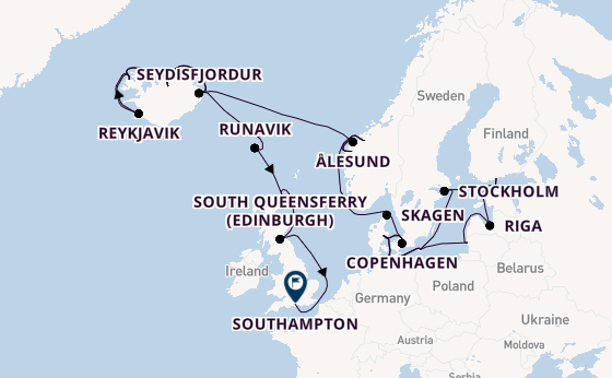 Arctic Ocean from Copenhagen, Denmark with the Caribbean Princess