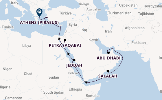 Eastern Mediterranean from Dubai, United Arab Emirates with the Marina