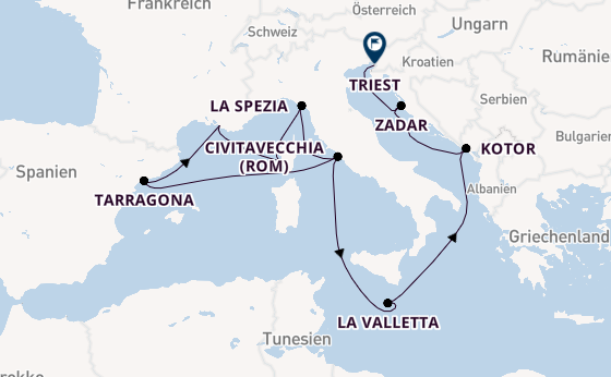 Mittelmeer ab Civitavecchia (Rom), Italien auf der Queen Elizabeth