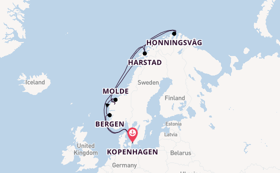 Noorwegen vanaf Kopenhagen, Denemarken met de Explora V