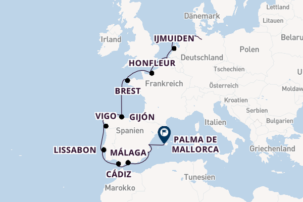 Westliches Mittelmeer ab Hamburg, Deutschland auf der VASCO DA GAMA