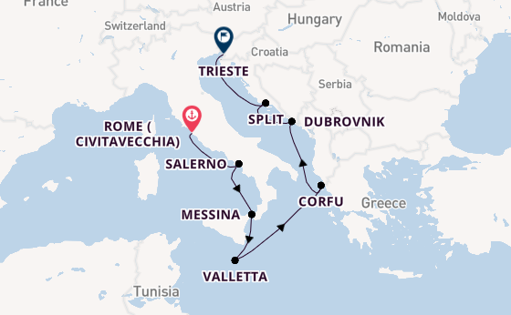 Mediterranean from Rome (Civitavecchia), Italy with the Allura