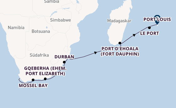 Afrika ab Kapstadt, Südafrika auf der EUROPA