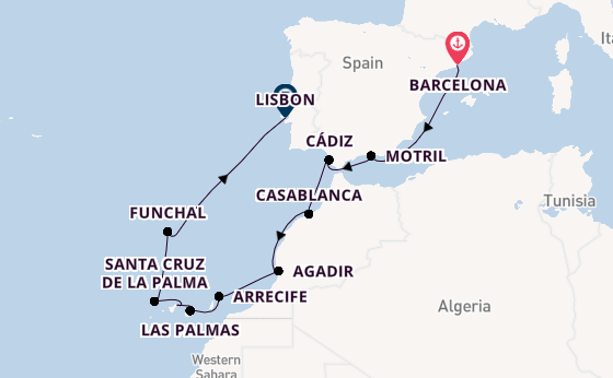 Canary Islands from Barcelona, Spain with the Seven Seas Voyager