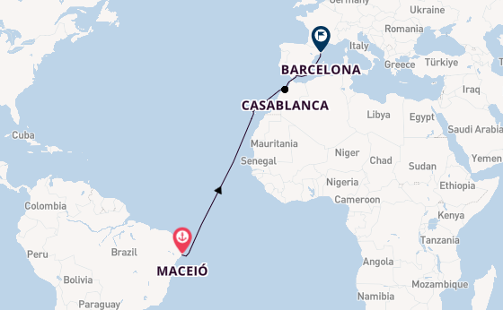 Transatlantic from Maceió, Brazil with the MSC Divina