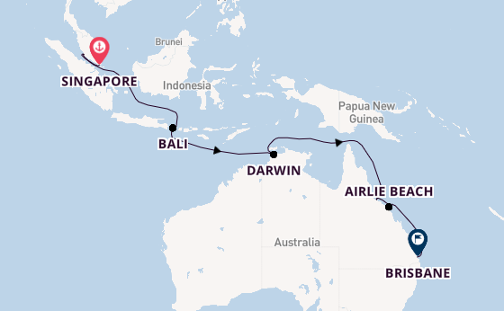 Australia from Singapore, Singapore with the Grand Princess