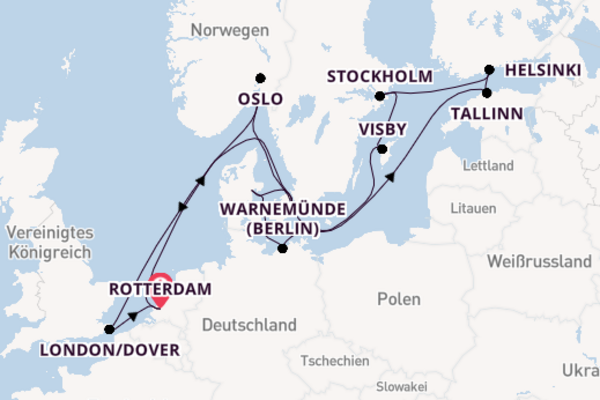 Benelux ab Rotterdam, Niederlande auf der Nieuw Statendam