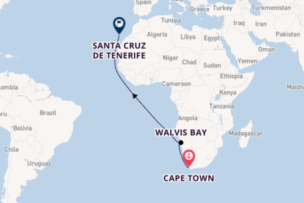 Voyage from Cape Town to Santa Cruz de Tenerife via Walvis Bay