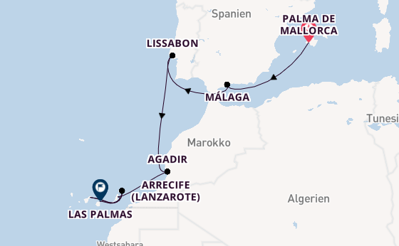 Kanarische Inseln ab Palma de Mallorca, Spanien auf der Mein Schiff Relax