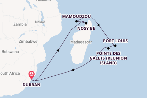 Indian Ocean from Durban, South Africa with the MSC Opera