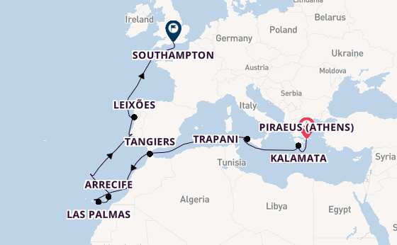 Mediterranean from Piraeus (Athens), Greece with the Balmoral