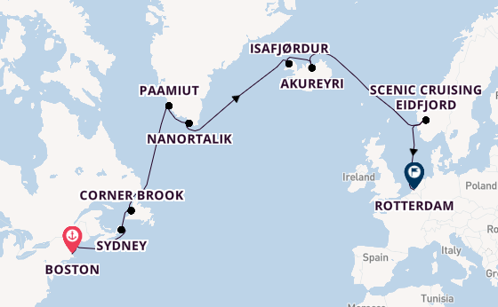 trans-Atlantisch vanaf Boston, Verenigde Staten met de Volendam