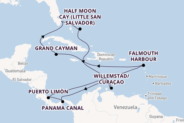 Central America from Fort Lauderdale (Port Everglades), Florida, USA with the Rotterdam